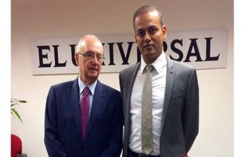 Embajador Rahul Srivastava reúne con el presidente del diario 'El Universal', 12 de Abril el año 2016