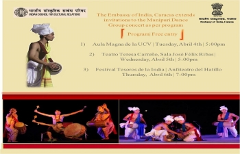 The Embassy of India, Caracas extends invitations to the Manipuri Dance Group concert as per program 