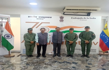 El Embajador P. K. Ashok Babu se reunio con los Oficiales de la Fuerza Armada Nacional de Venezuela, que visitaran la India para participar en la Regata Internacional de Vela, prevista para realizarse del 3 al 9 de diciembre de 2023, y les deseo todo lo mejor.